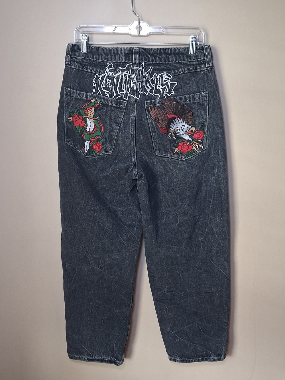 Ninth Hall Ambush Men's Black Relaxed Straight Loose Embroidered Jeans; Sz. 30